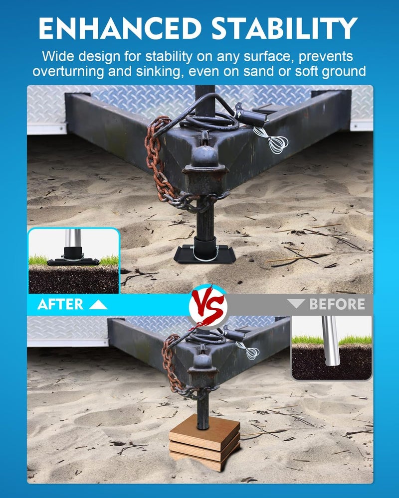Aupar Trailer Jack Foot Plate with Pin Base, 5000lbs Capacity Foot Pad Compatible with Boat Trailer Jack Tongue Parts, Boat Hitch Camper, RV, A-Frame Boat - Black - Image 2